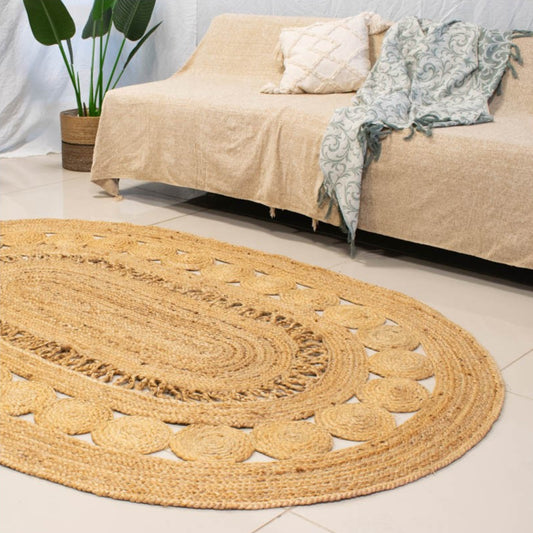 ALFOMBRA YUTE NATURAL OVALADA CALADA 230X160CM