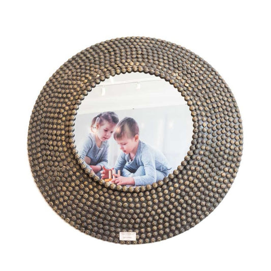 ESPEJO REDONDO 71CM HIERRO BLACK FLOR GOLD MAD840  LX182107