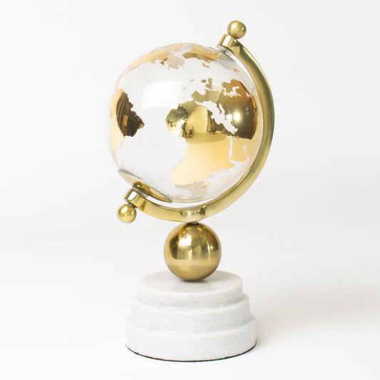 Globo Terráqueo Gold Vidrio con Base de Mármol U67762